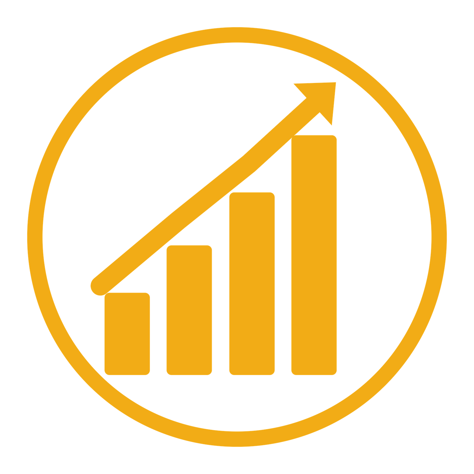 Marketing growth strategy and upward trend icon